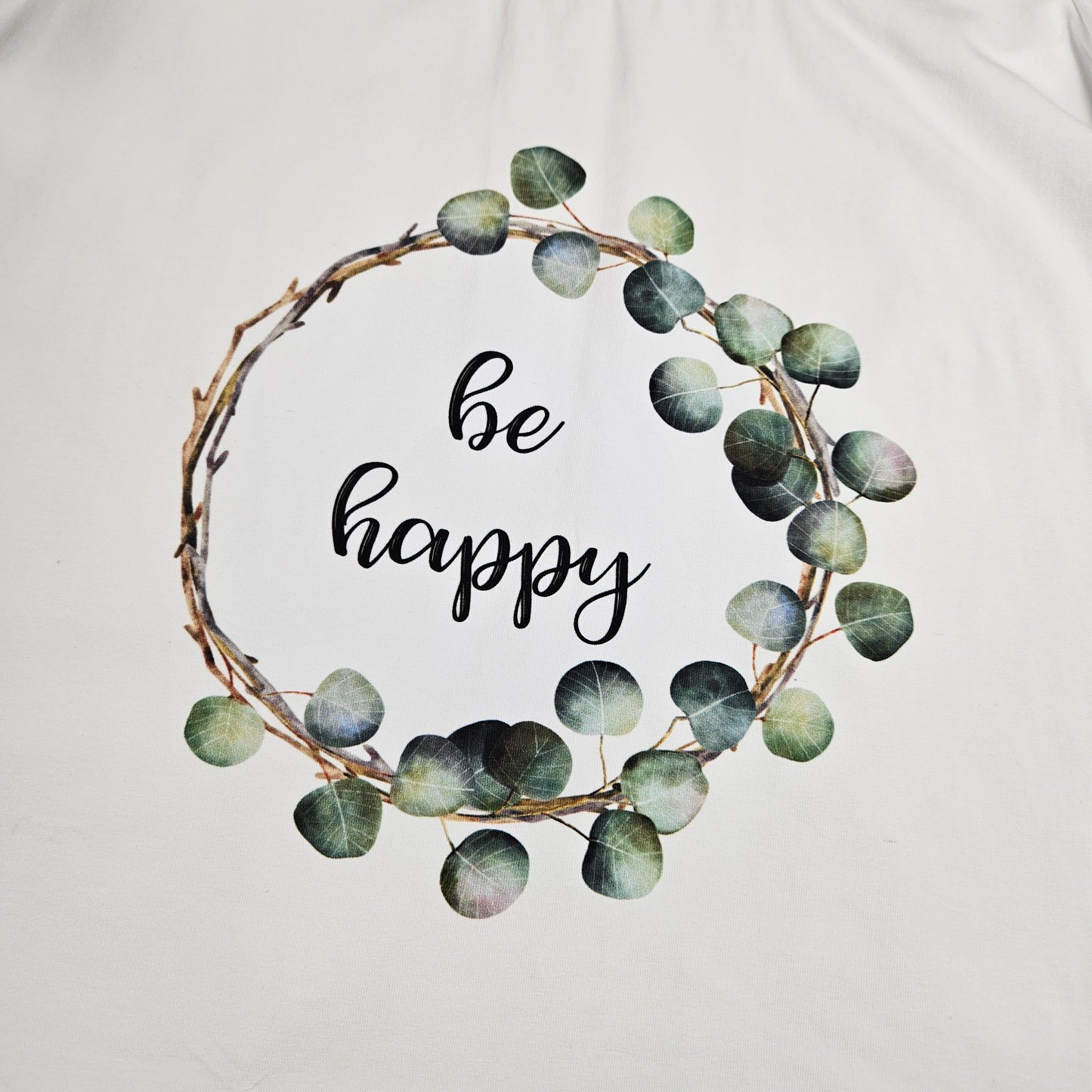 Damen Basicshirt Be happy Eukalyptus
