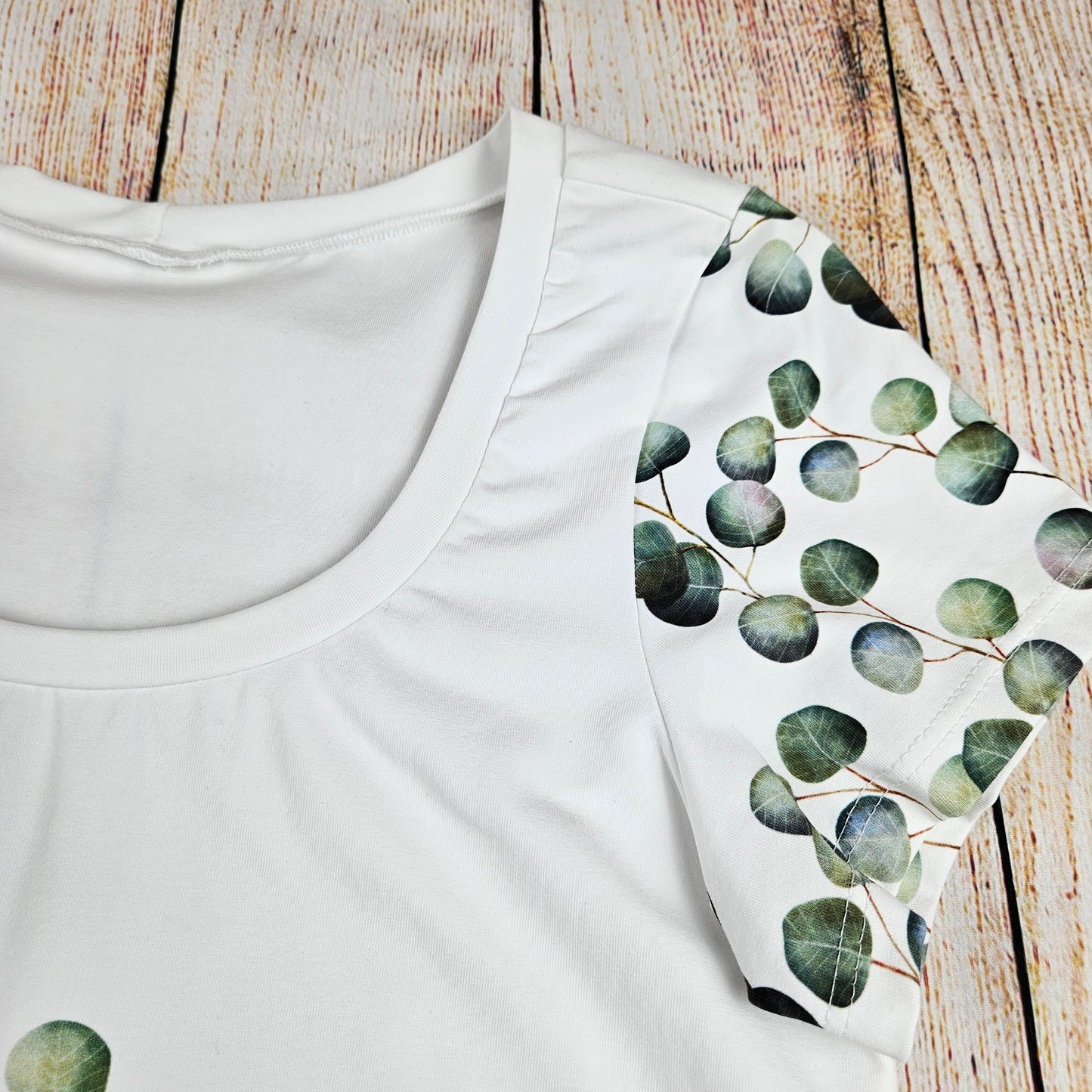 Damen Basicshirt Be happy Eukalyptus