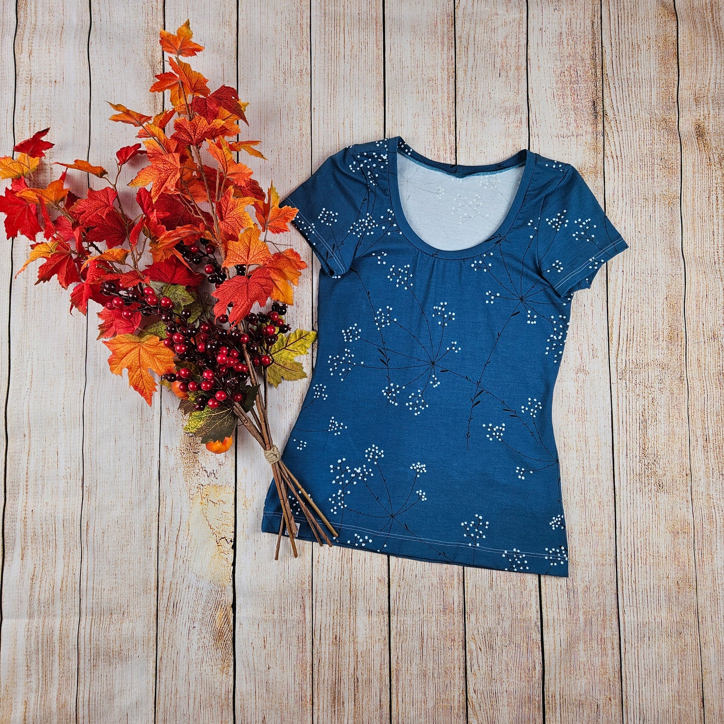 Damen Basicshirt Pusteblume nachtblau
