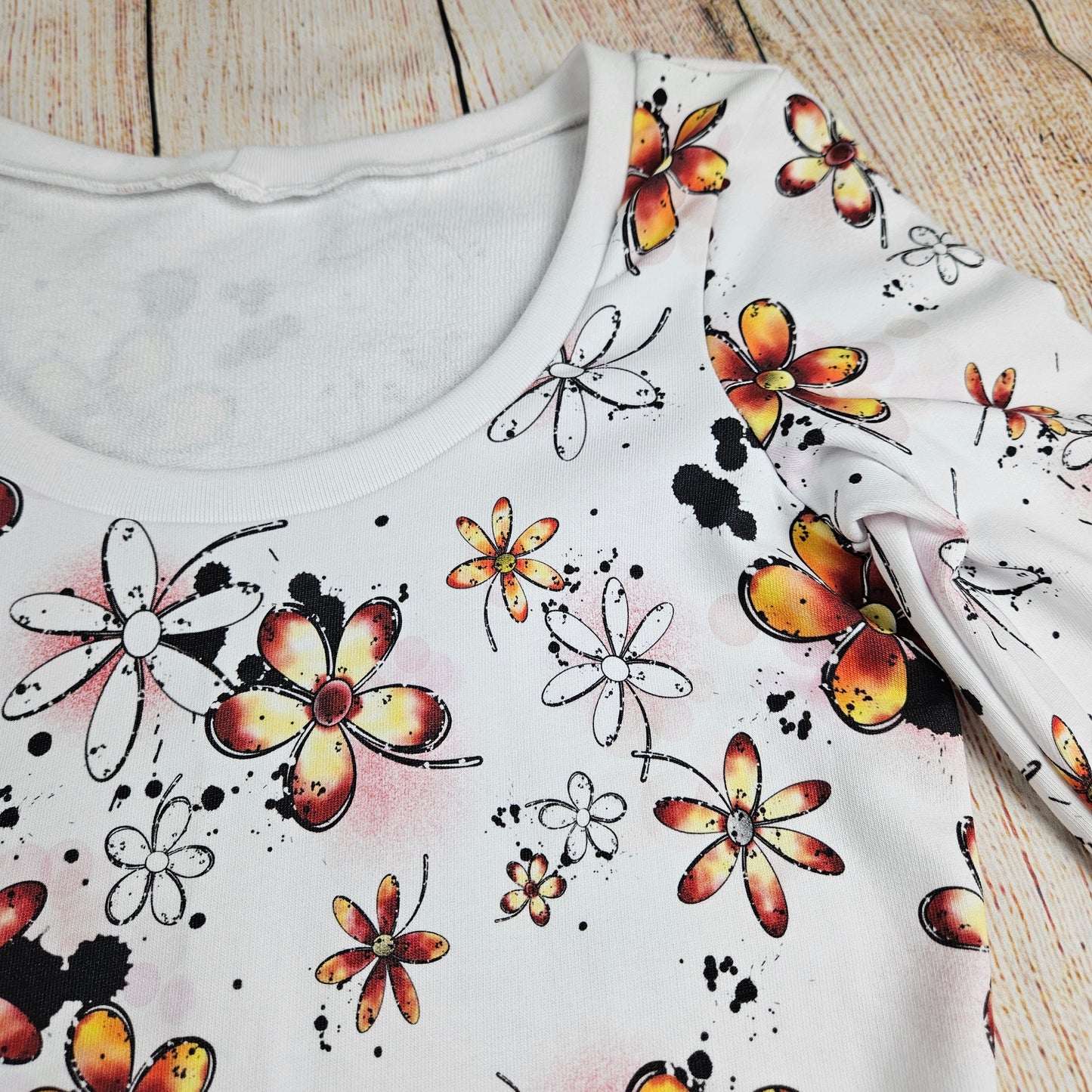 Damen Basicshirt Flower Power Herbstblumen