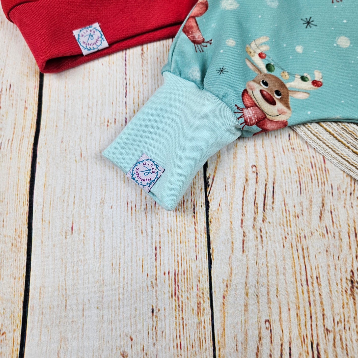 Weihnachts-Set Weihnachtselch mit Pumphose und Sweatshirt mit Bügelbild
