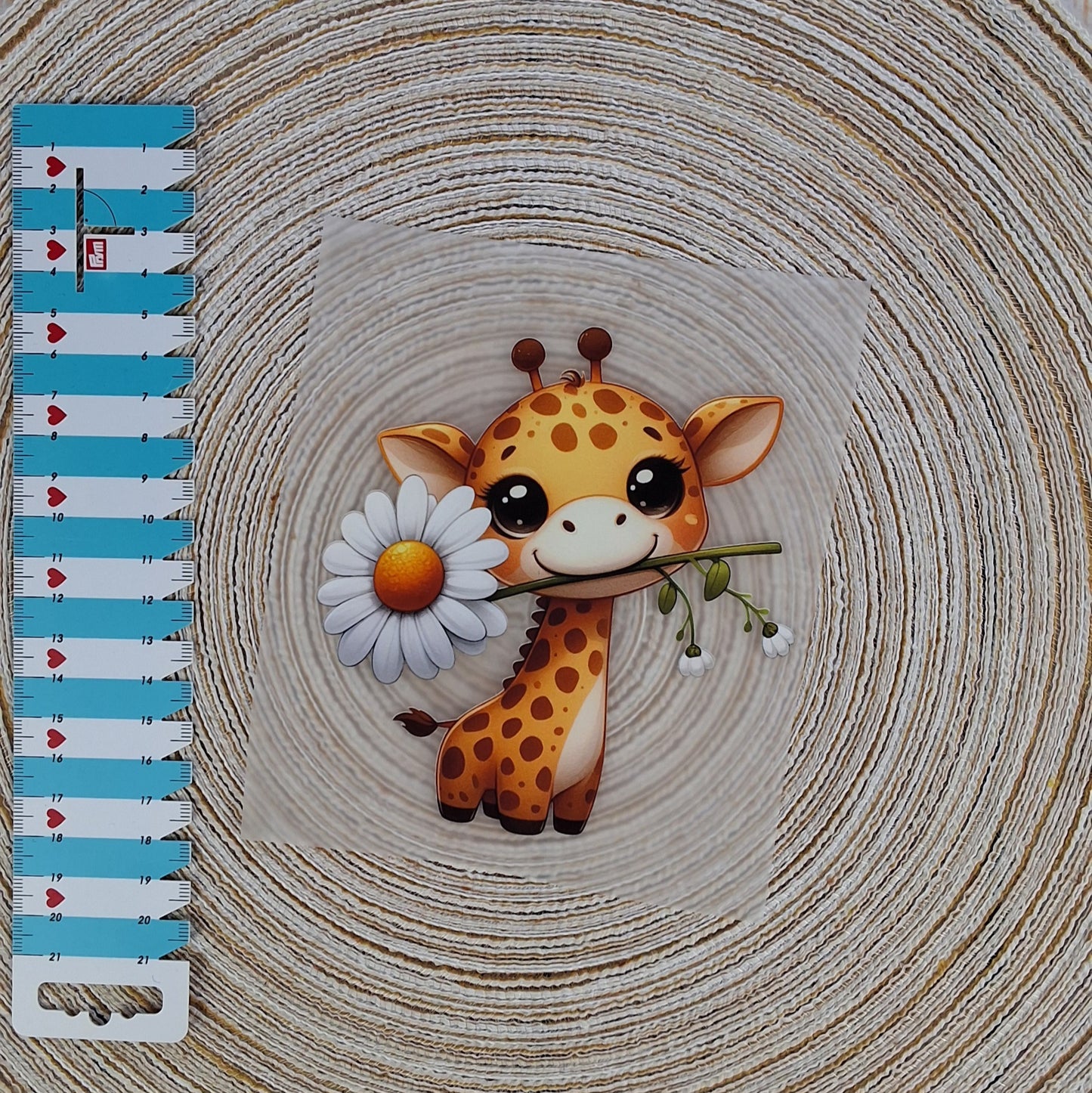 Bügelbild "Giraffe mit Blume"
