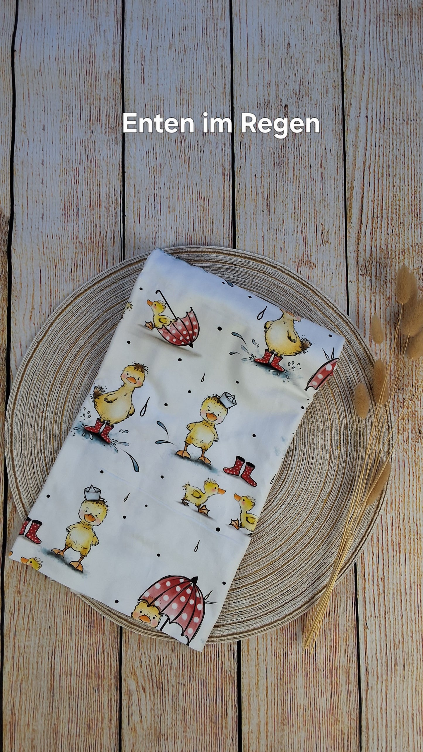 Baumwolljersey Röllchen 0,5 Meter Ente im Regen