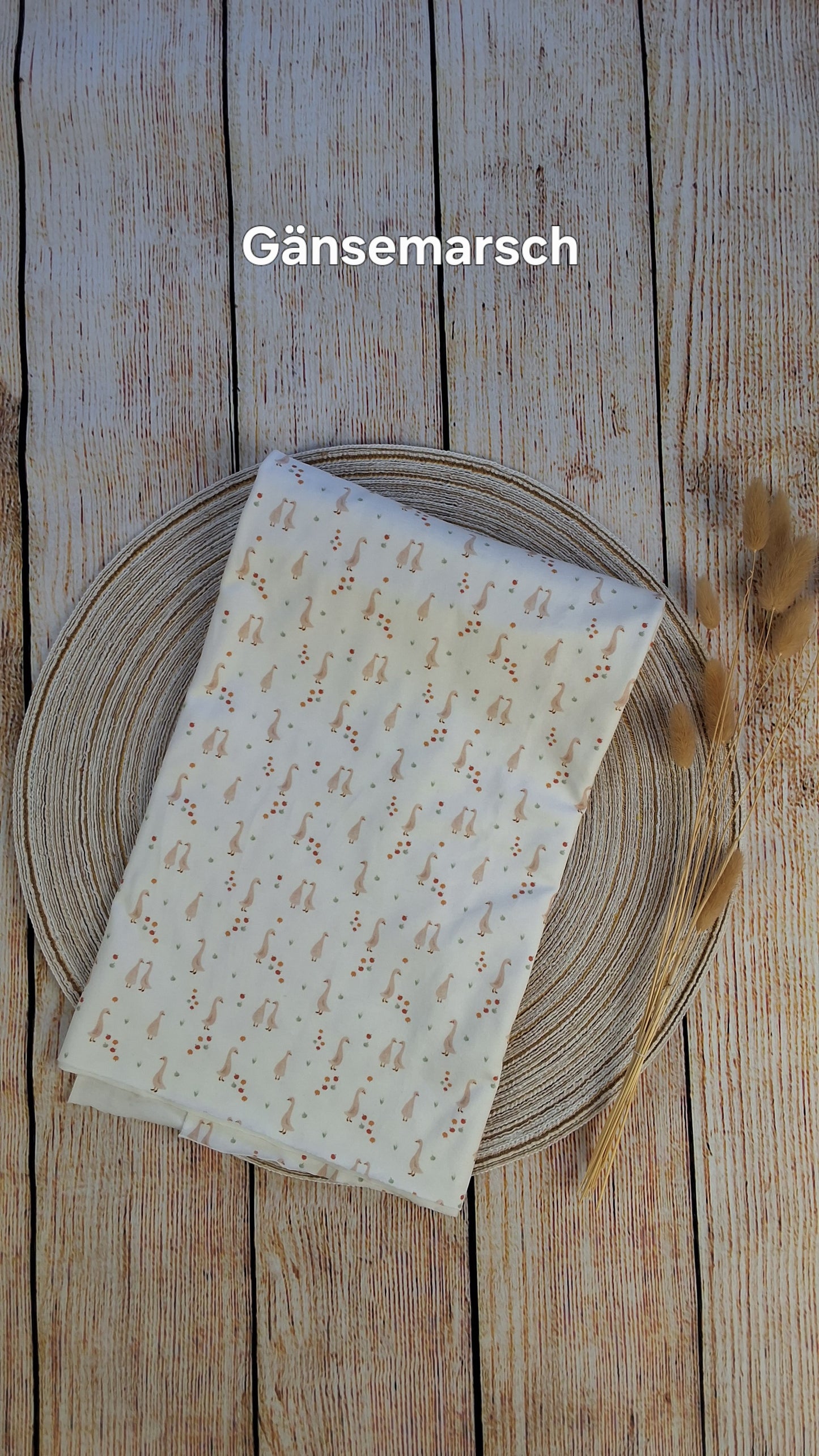 Baumwolljersey Röllchen 0,5 Meter Gänse