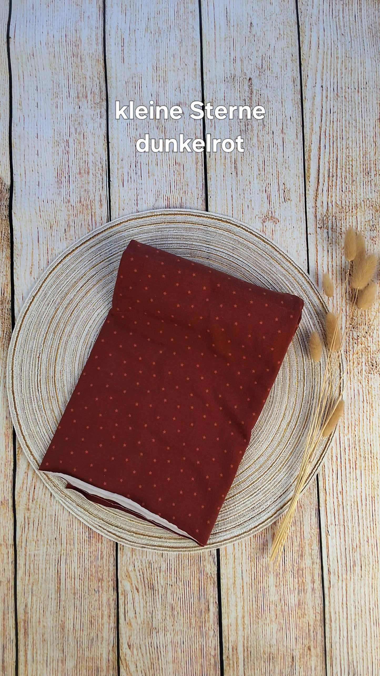 Baumwolljersey Röllchen 0,5 Meter Sterne dunkles rot