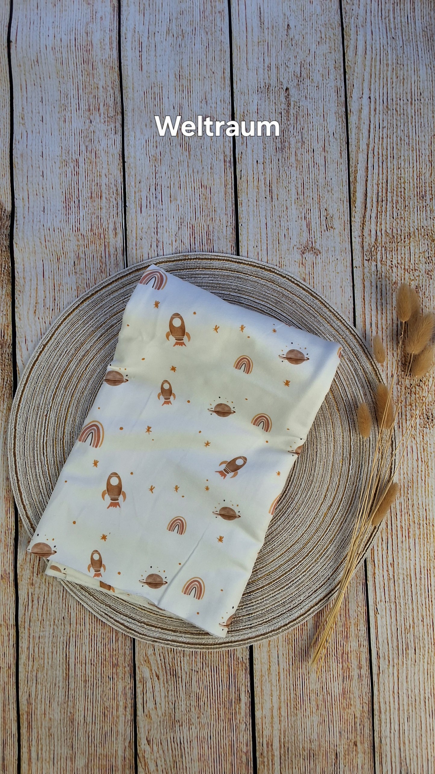 French Terry Röllchen 0,5 Meter Weltraum & Regenbogen
