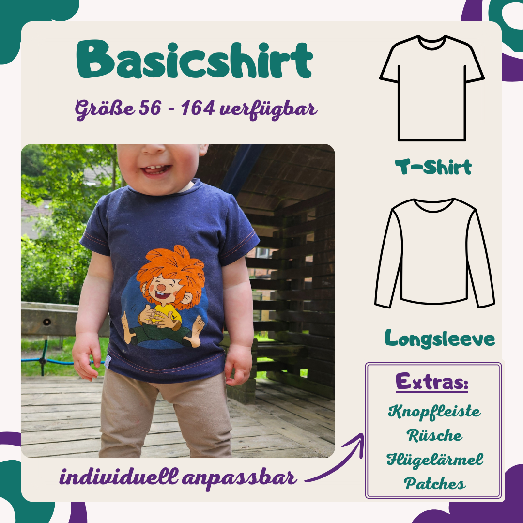 Basicshirt Kids - individuell - Gr. 56 bis 164