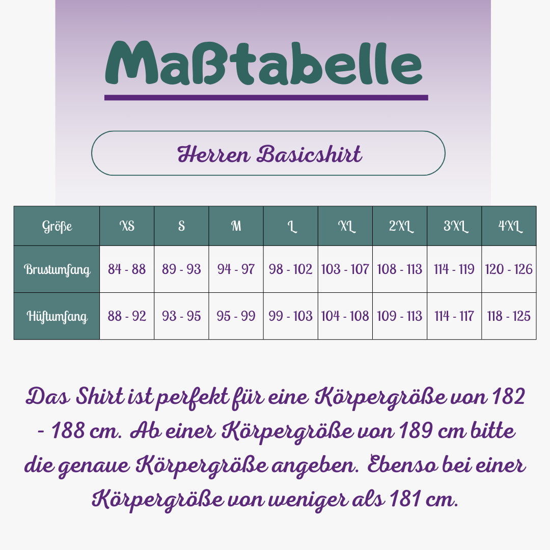 Basicshirt Herren - individuell - Gr. XS bis 4XL