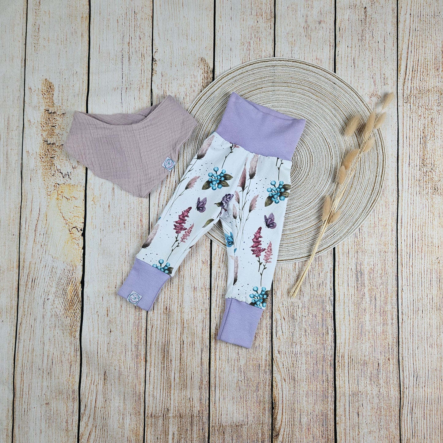 Babyset Flower Power mit Leggings und Dreieckstuch