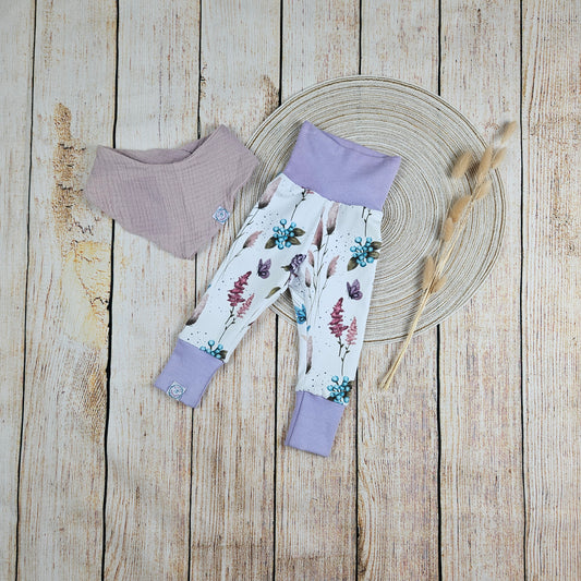 Babyset Flower Power mit Leggings und Dreieckstuch