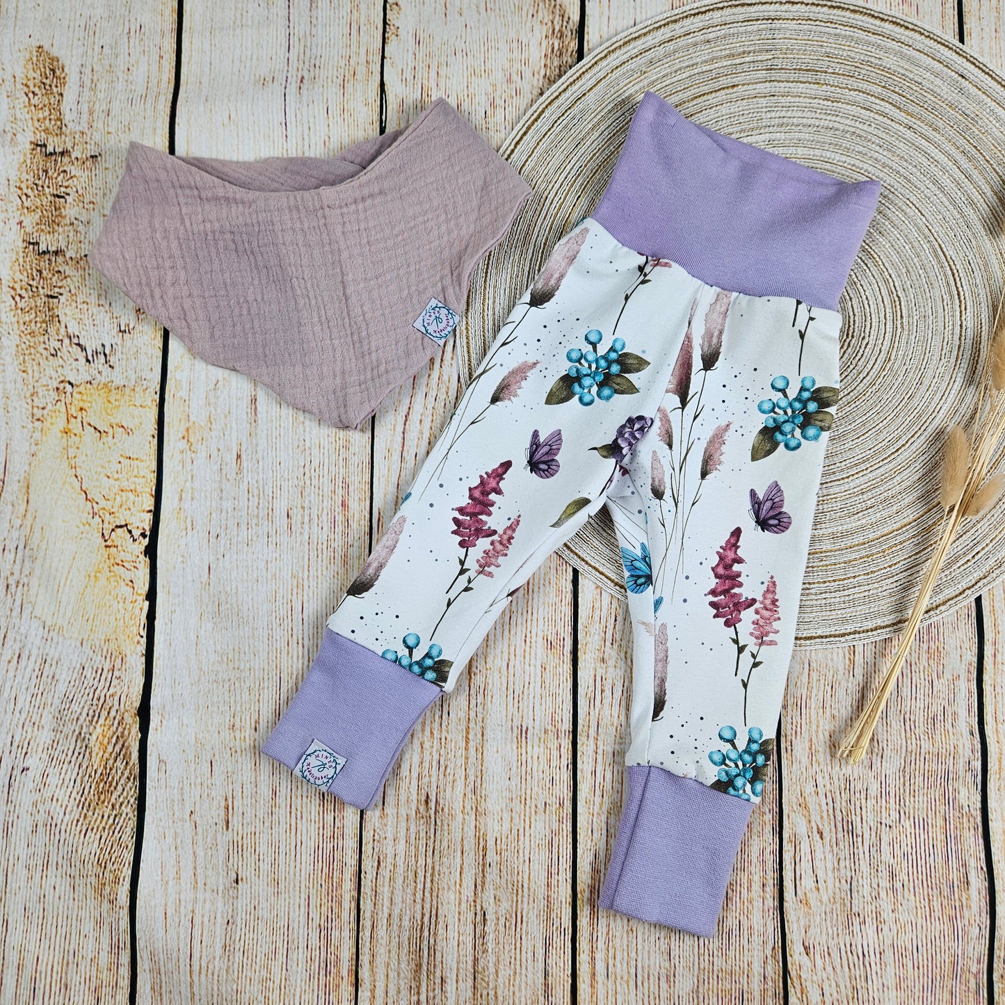 Babyset Flower Power mit Leggings und Dreieckstuch