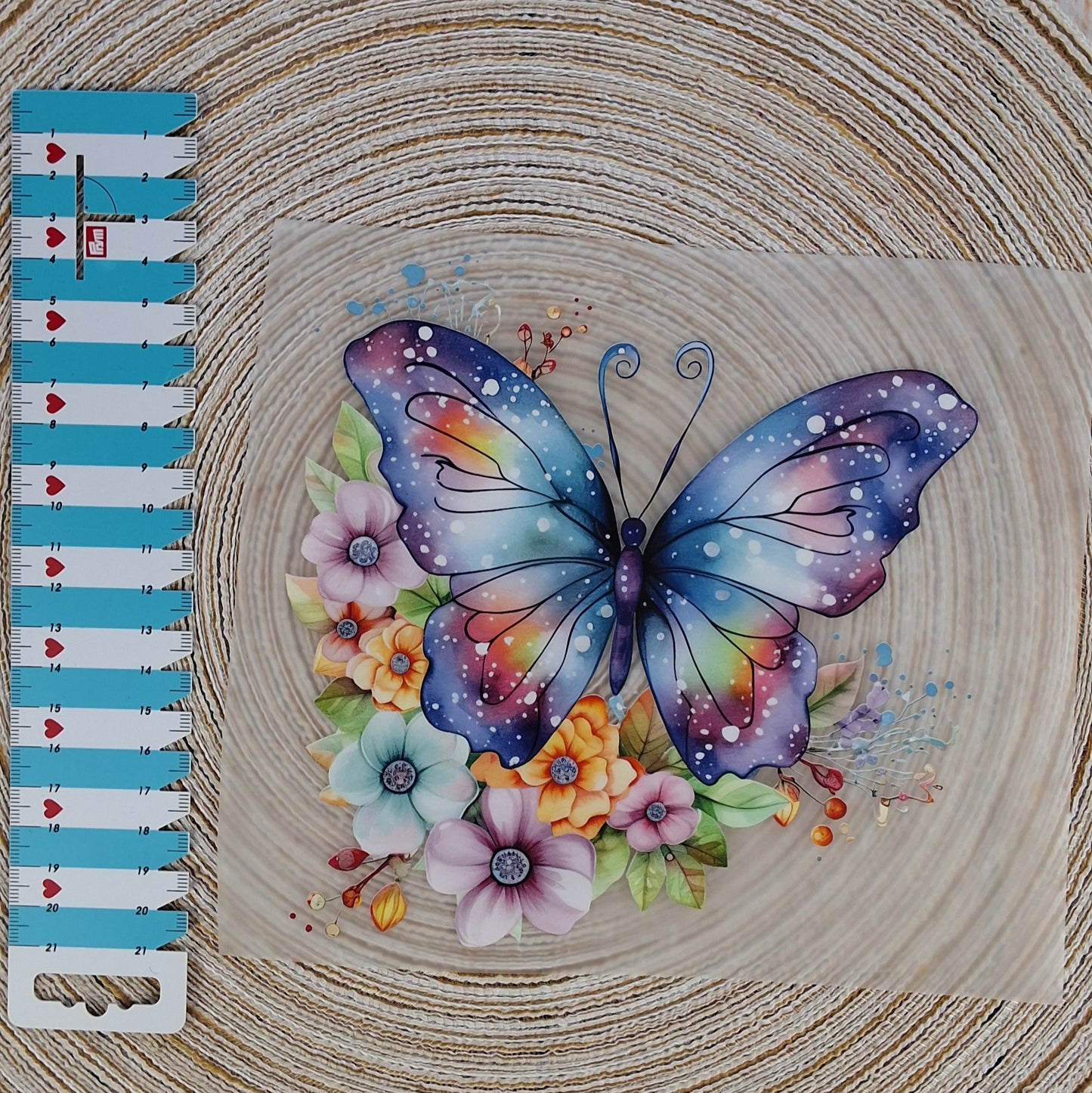 Bügelbild "Schmetterling mit Blumen"