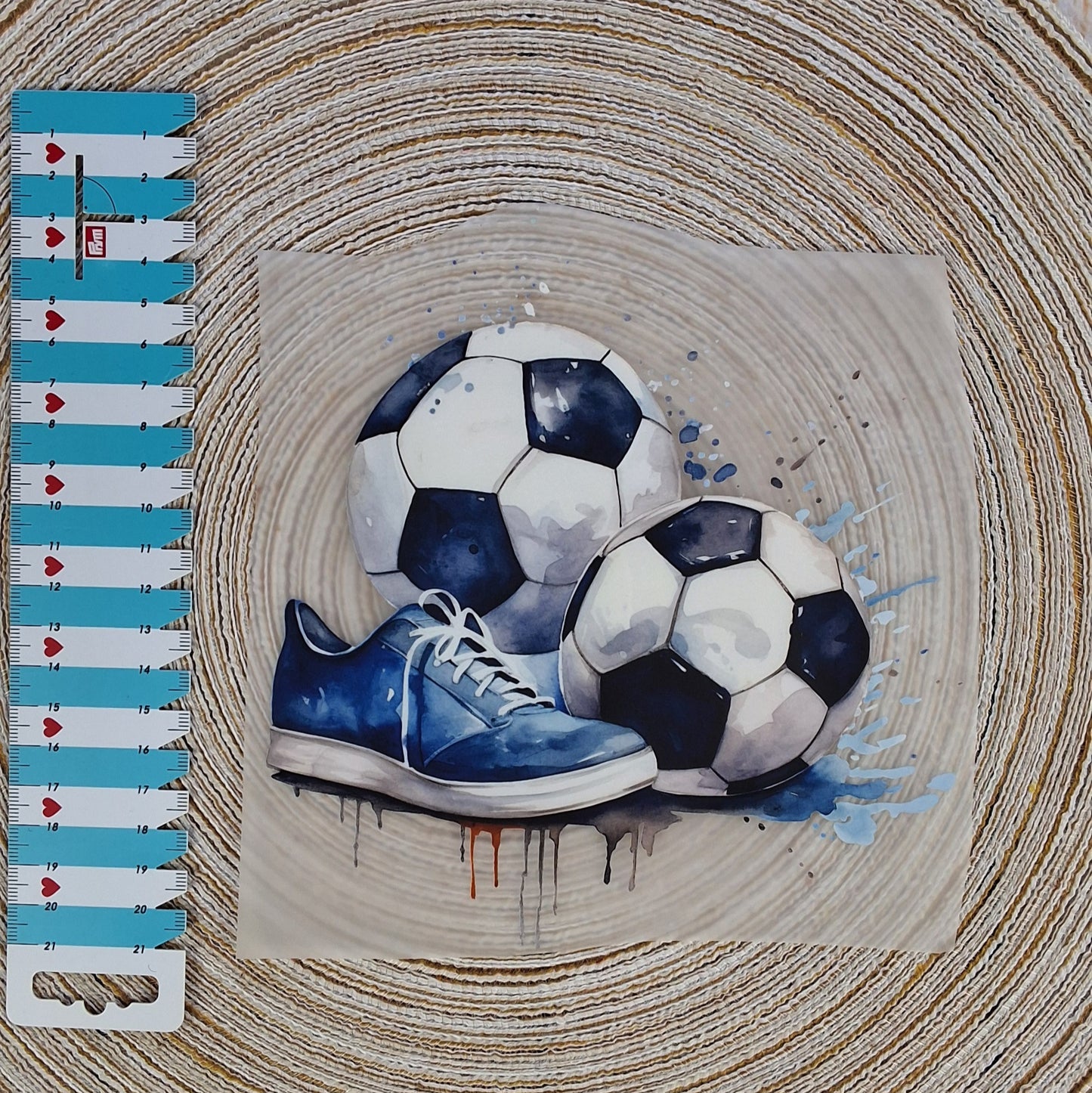 Bügelbild "Fußball mit blauen Schuh"