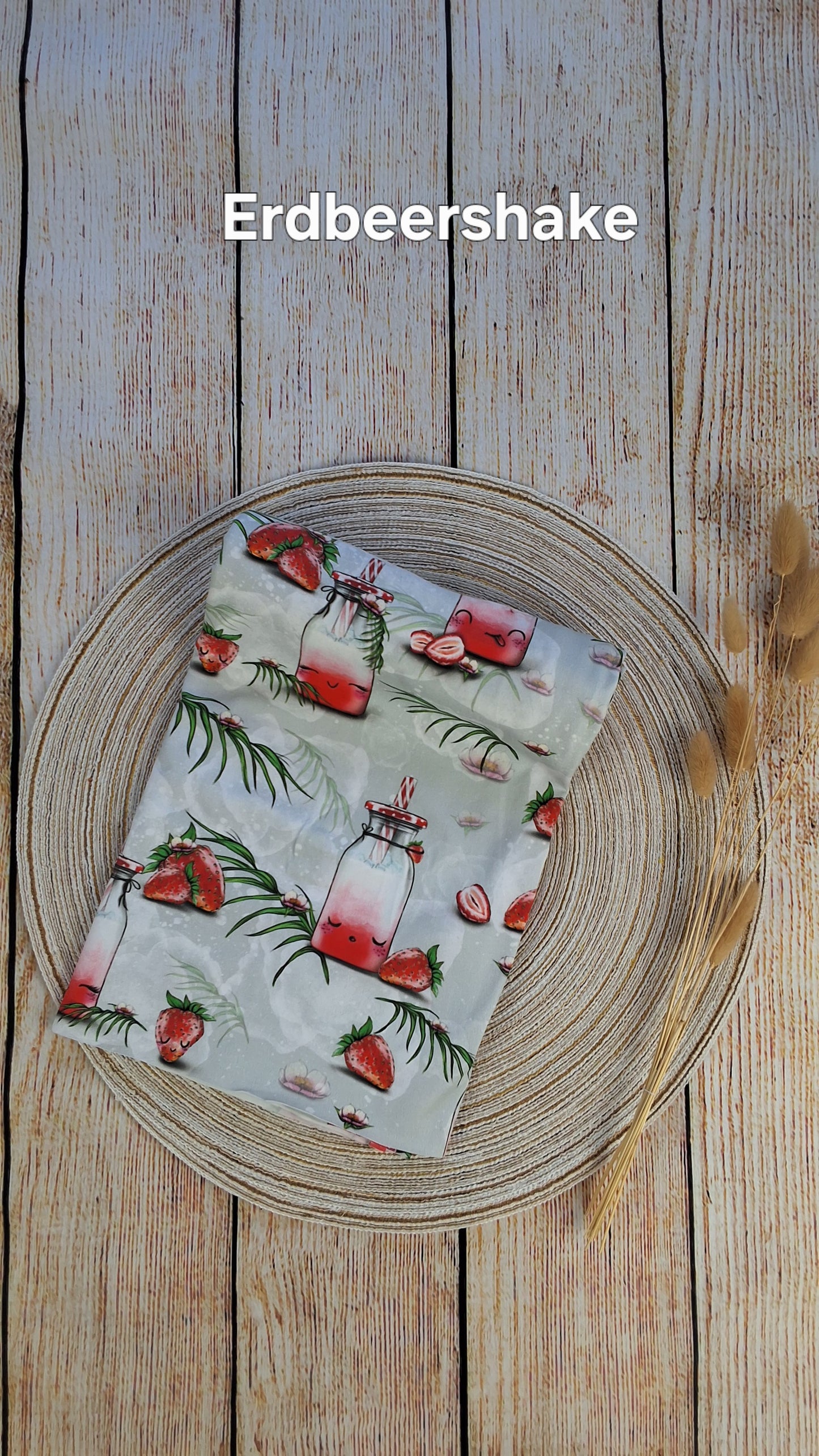 Baumwolljersey Röllchen 0,5 Meter Erdbeershake