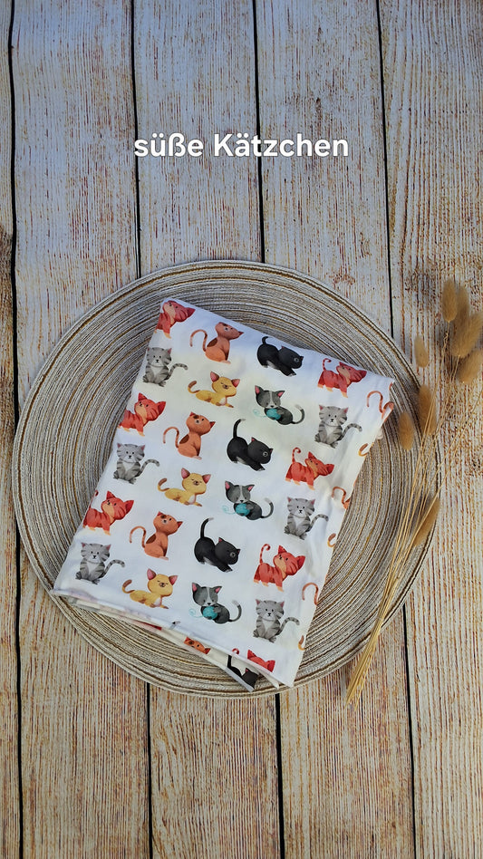 Baumwolljersey Röllchen 0,5 Meter Katzen