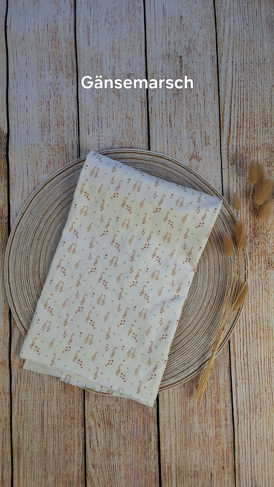 Baumwolljersey Röllchen 0,5 Meter Gänse