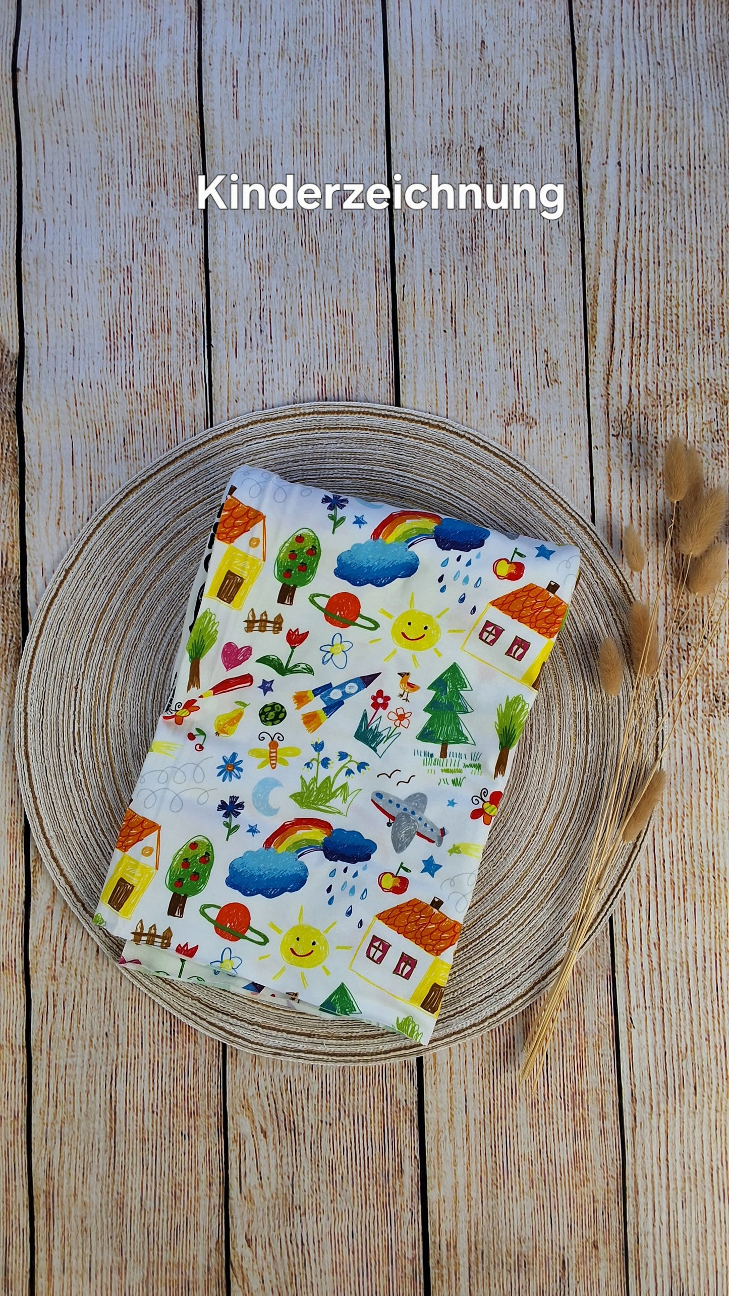 Baumwolljersey Röllchen 0,5 Meter Kinderzeichnung