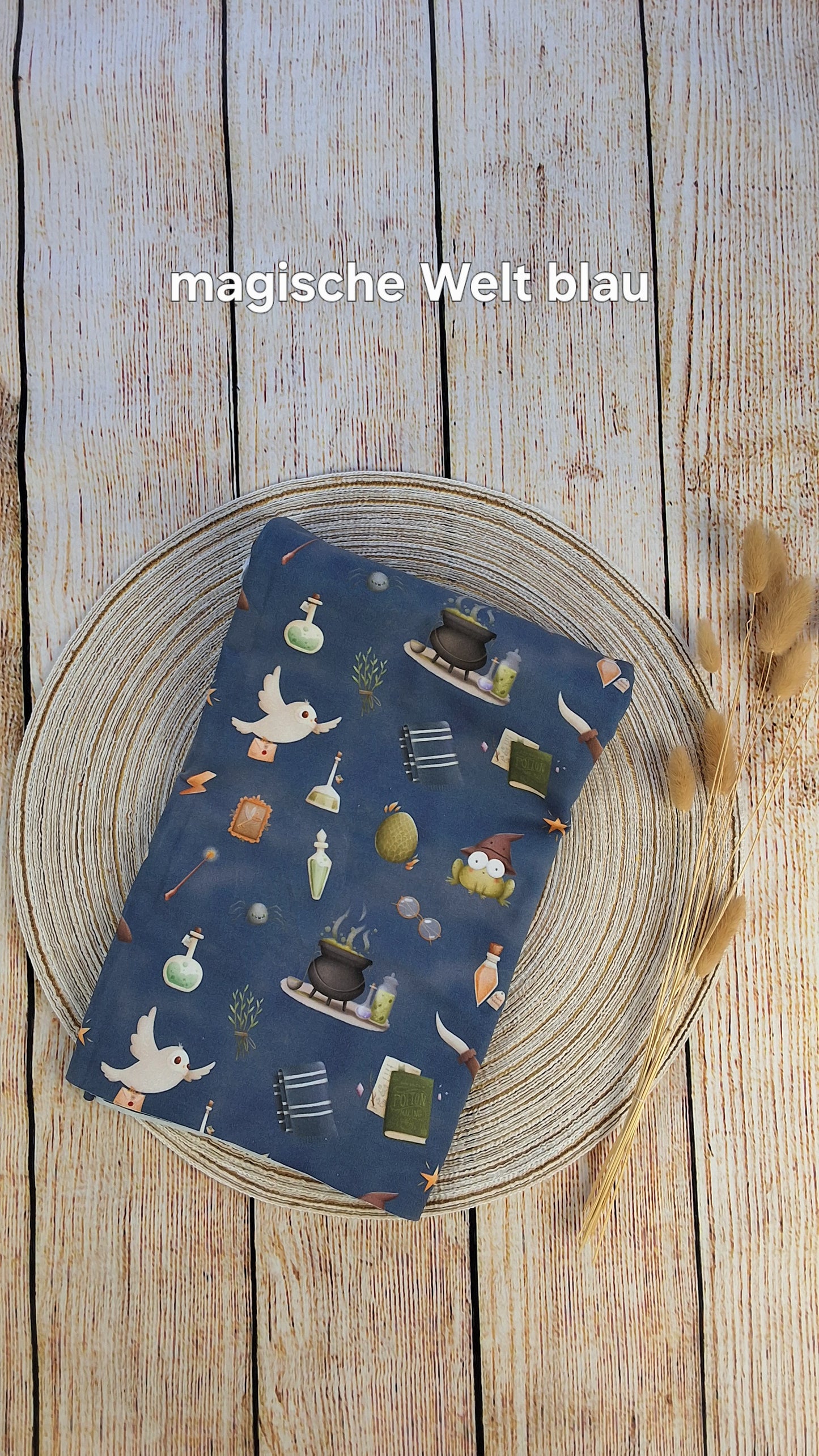 Baumwolljersey Röllchen 0,5 Meter magische Welt blau