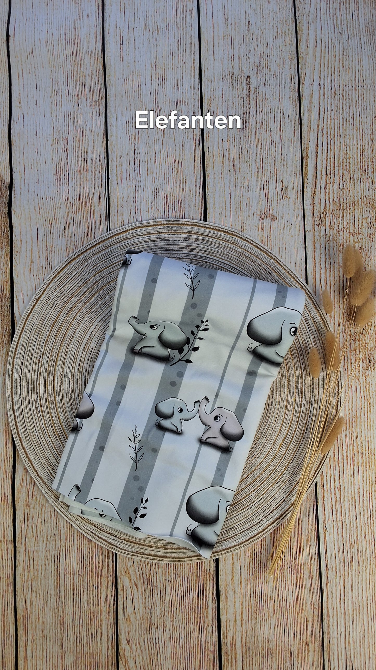 French Terry Röllchen 0,5 Meter Elefanten grau