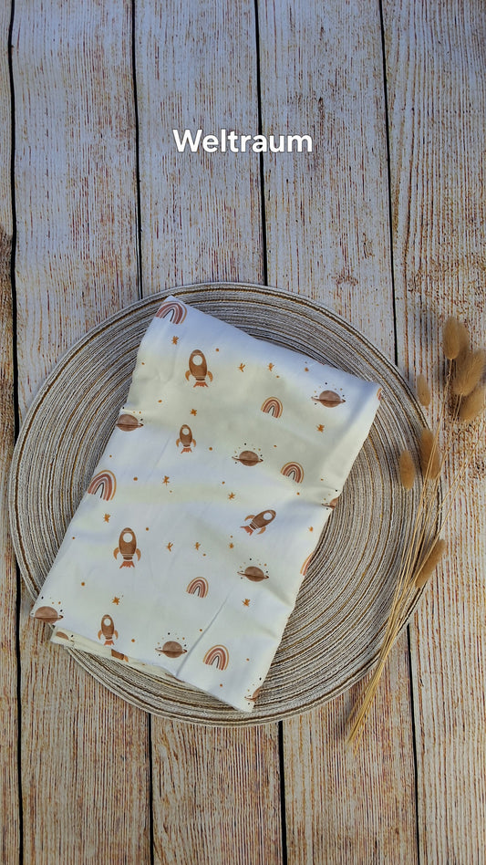 French Terry Röllchen 0,5 Meter Weltraum & Regenbogen