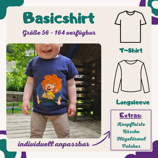 Basicshirt Kids - individuell - Gr. 56 bis 164